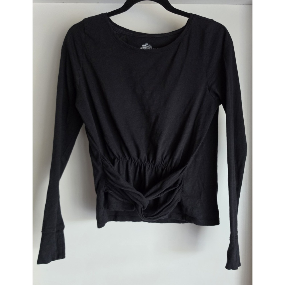 Pilcro Long Sleeve Top Women M Black 100% Cotton Round Neck Blouse Shirt Tee